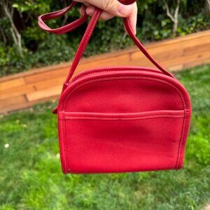 Auth Coach Red Costa Rica Leather 9017 Abbie Zip Crossbody Mini Bag